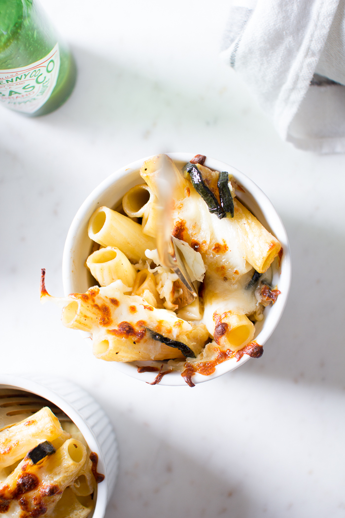 Flourishing Foodie Mini Baked ZucchinI and Mozzarella Rigatoni