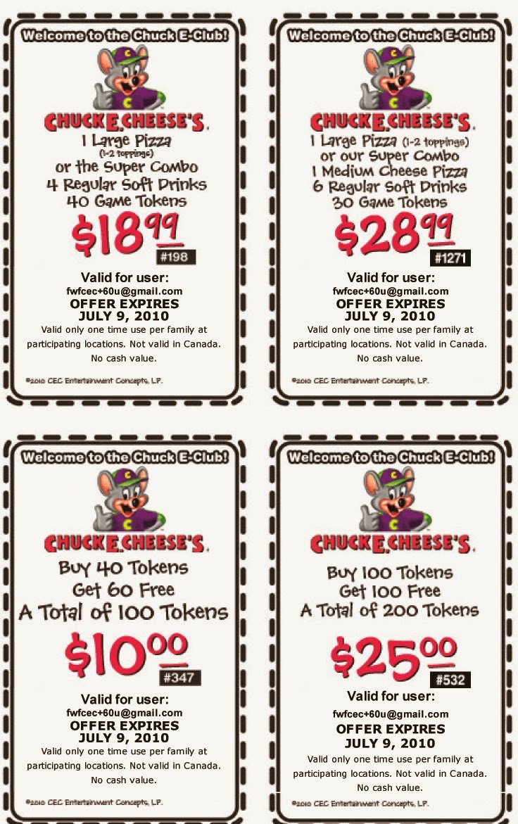 Free Printable Coupons Chuck E Cheese Coupons