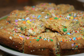 Cake Batter Blondies- the world's easiest "homemade" dessert! #recipe #dessert