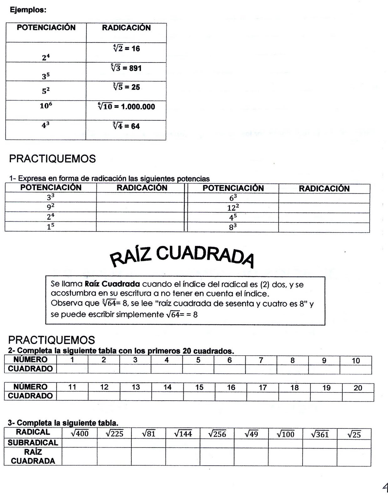 MIS EXPERIENCIAS PEDAGÓGICAS: POTENCIACIÓN, RADICACIÓN Y LOGARITMACIÓN