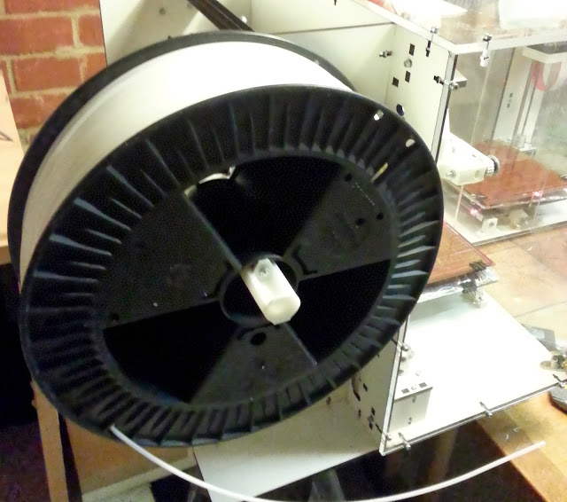 Mendel90 Lasercut Filament Spool holder with large spool of filament