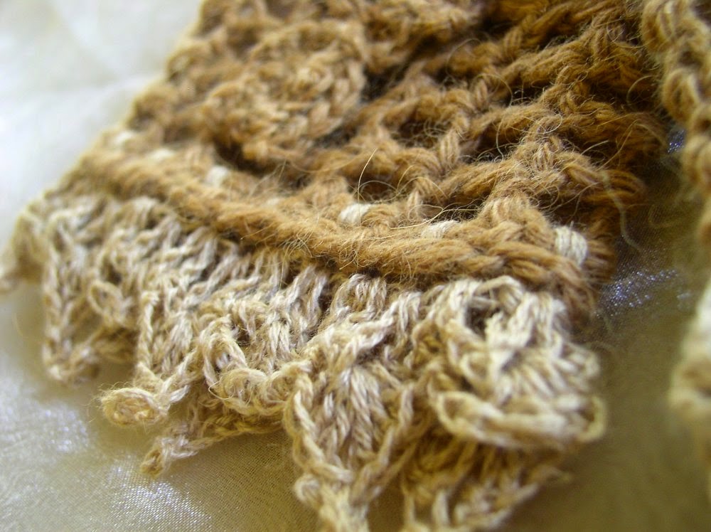 Wrist Warmers with Irish Crochet Leaves