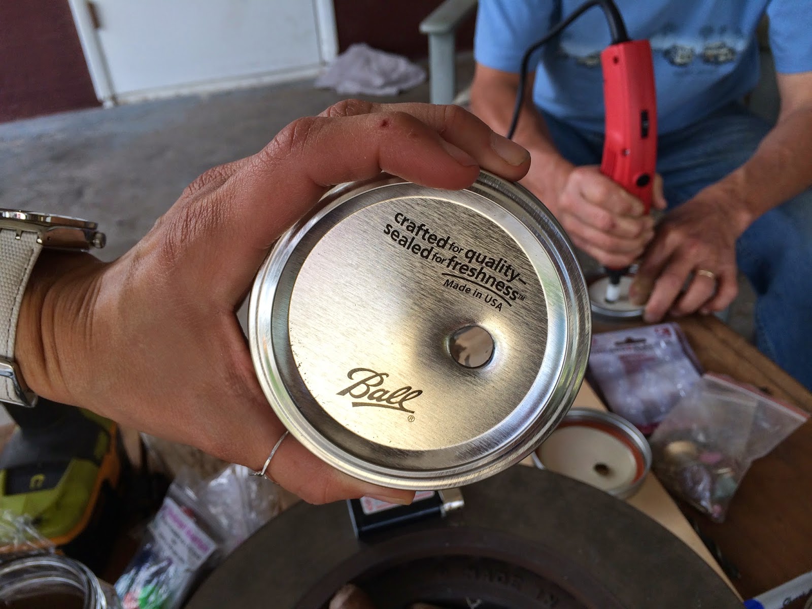 Hawks and honey D.I.Y. Ball Jar Lids holes for straws {how to drill