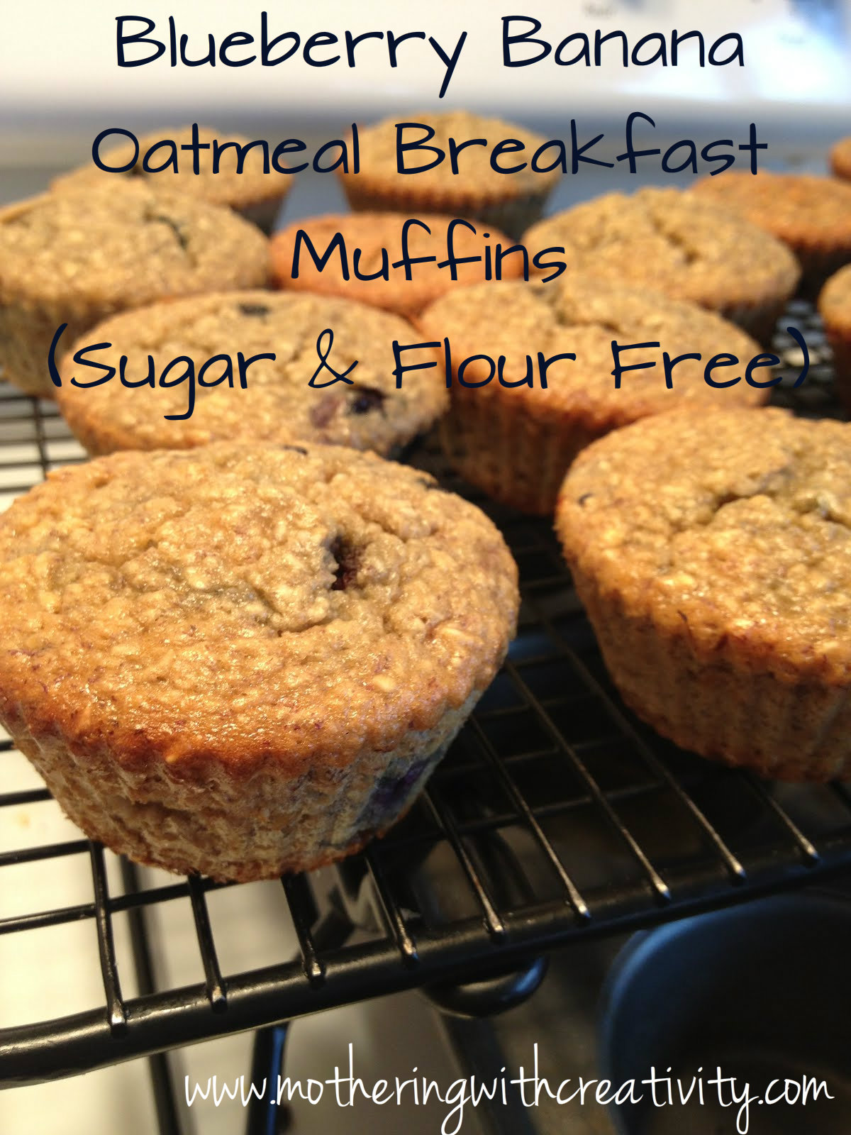 Mothering with Creativity Blueberry Banana Oatmeal Breakfast Muffins (Sugar and Flour Free)