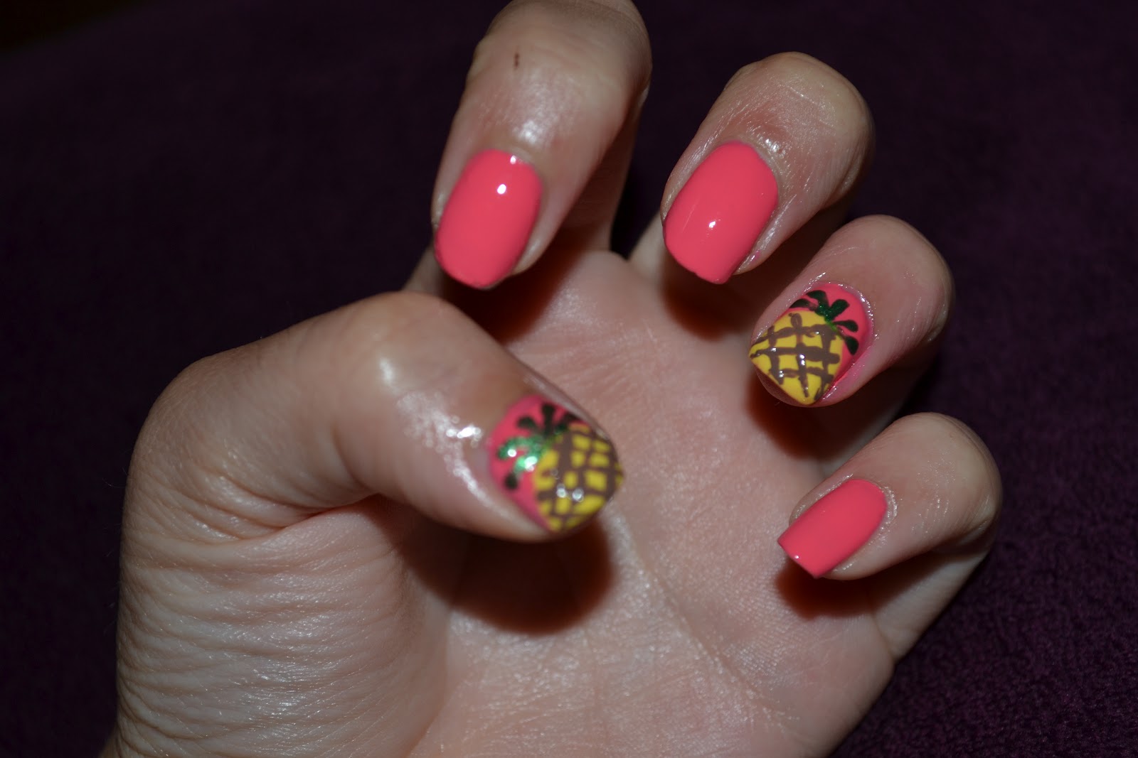 nail color strips with pineapples on them