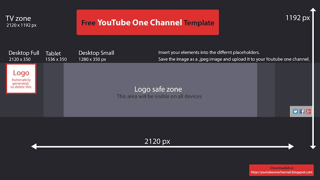 Youtube one channel art template Youtube one channel art template