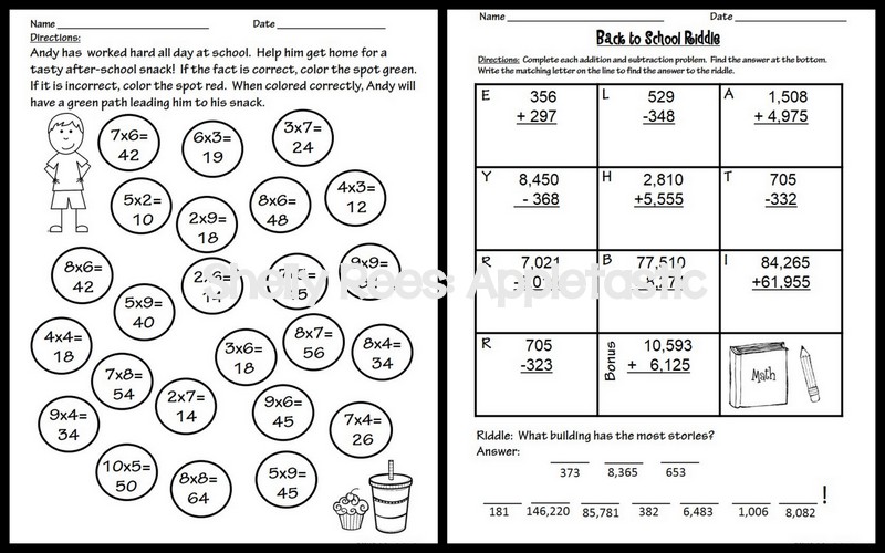 Printables Back To School Math Worksheets math worksheets for the first day of school worksheet tpt back to resources link up first