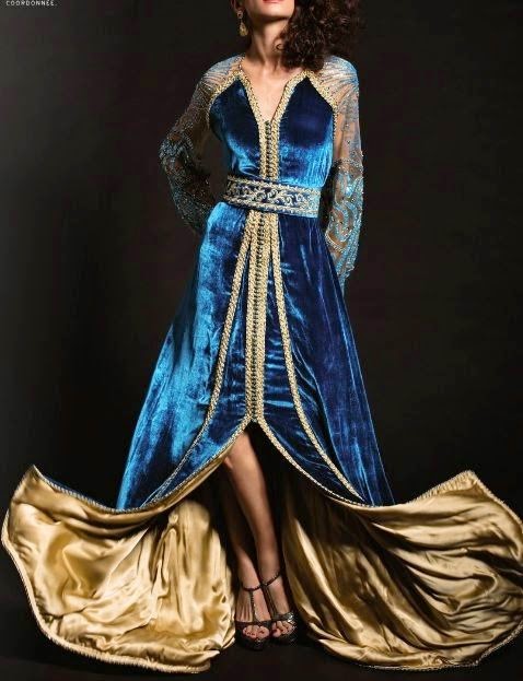 caftan velours 2015 bleu