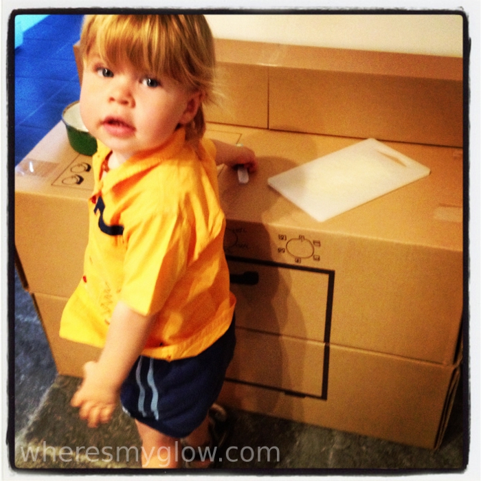 Where's My Glow? How to make a kid's kitchen out of cardboard boxes