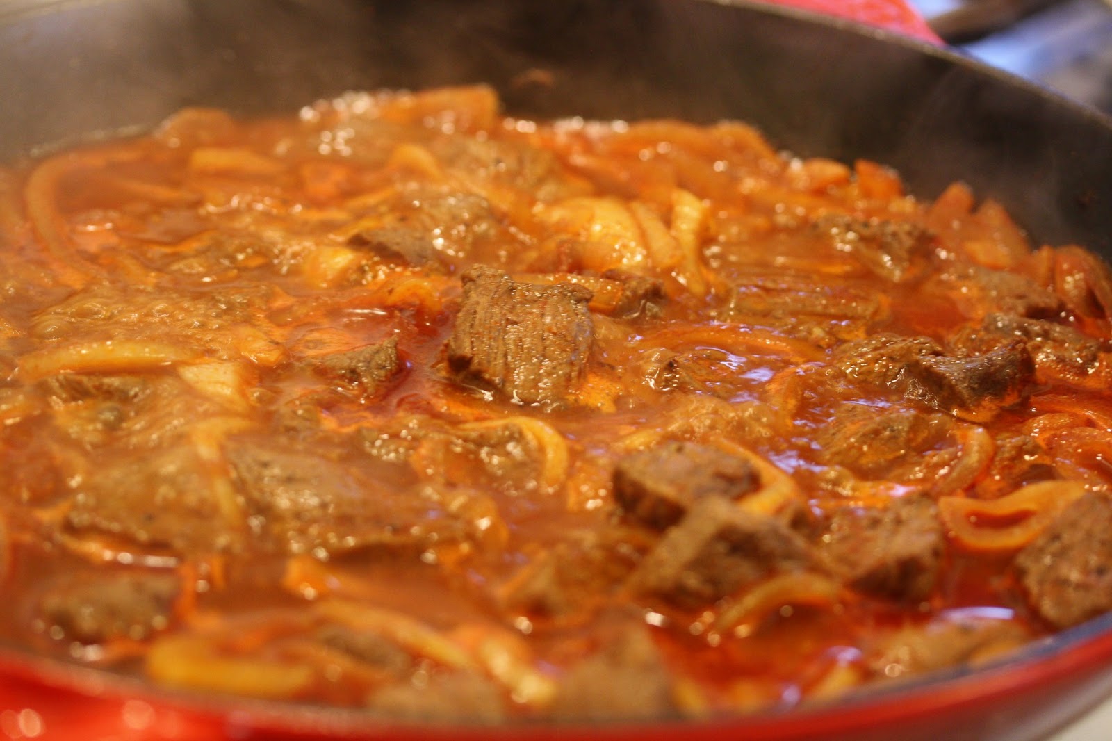 Hot Dinner Happy Home Beef Paprikash with Egg Noodles