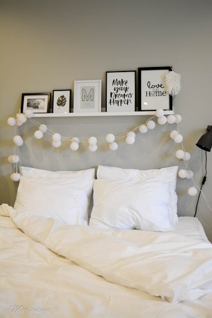 makuuhuone fullmoon kampapuuvilla lakana petivaatteet hektar tauluhylly sisustus pallovalot