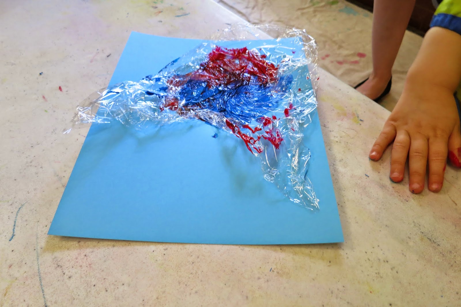 Toddler Art Class Cling Wrap Painting library makers