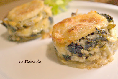 Tortini di sedano rapa cime di rapa e taleggio