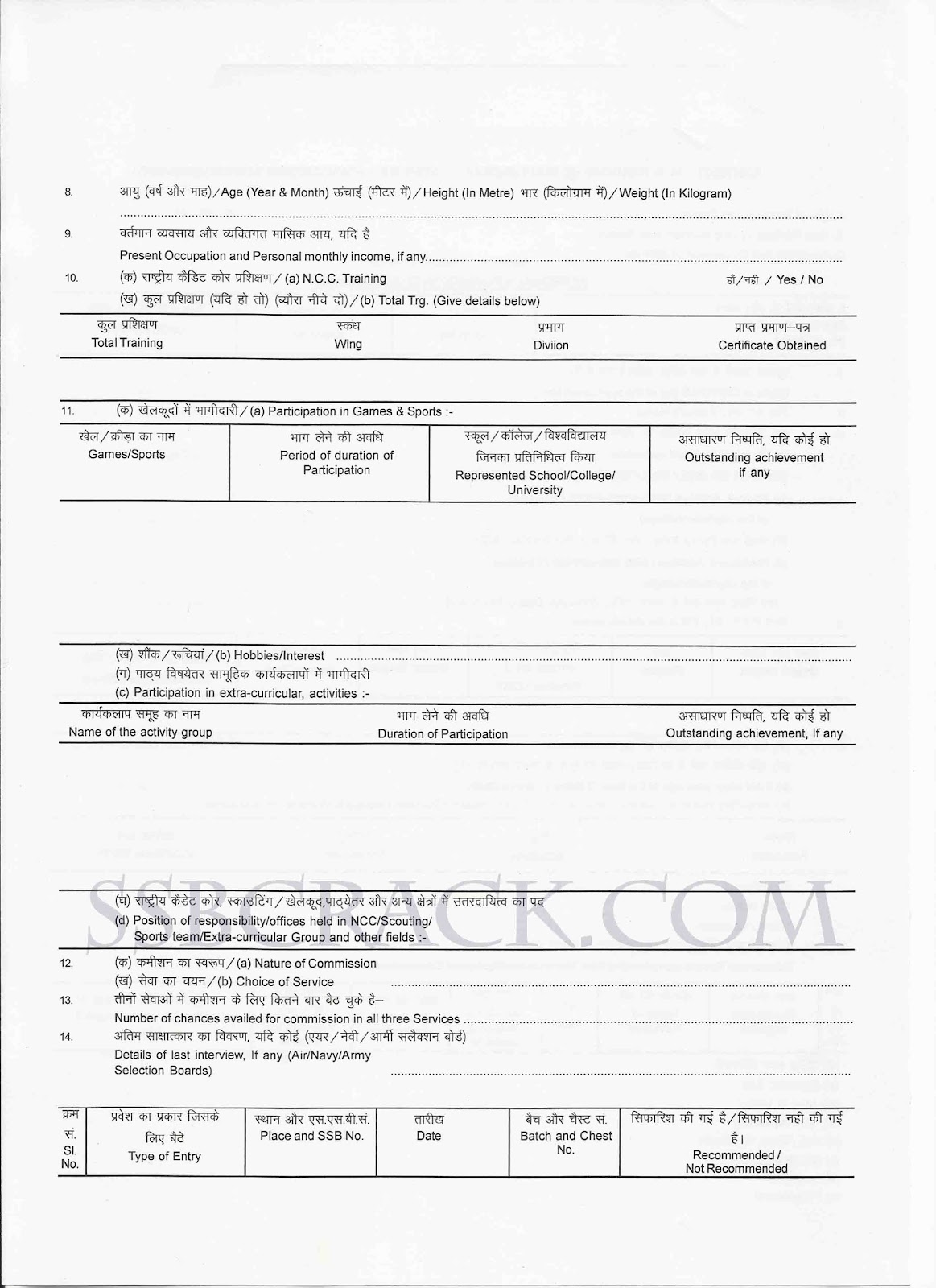 What is PIQ Form in SSB Interview Personal Information Questionnaire Form