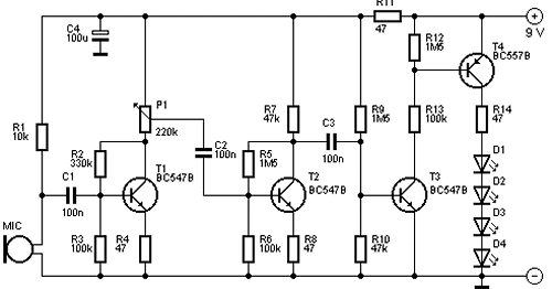 Simple Led Light Organ Circuit Diagram