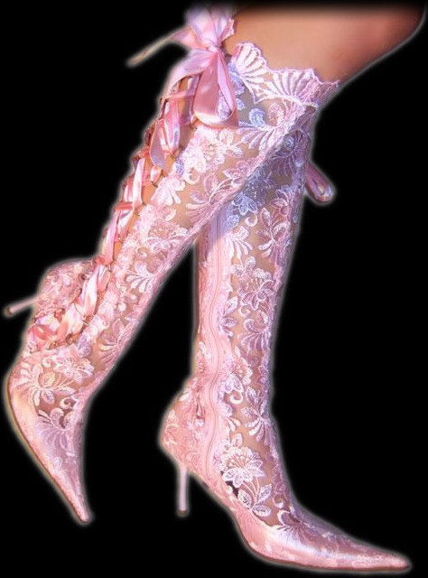 Amazing Pink Lace Boots BTW it can also be for a wedding 