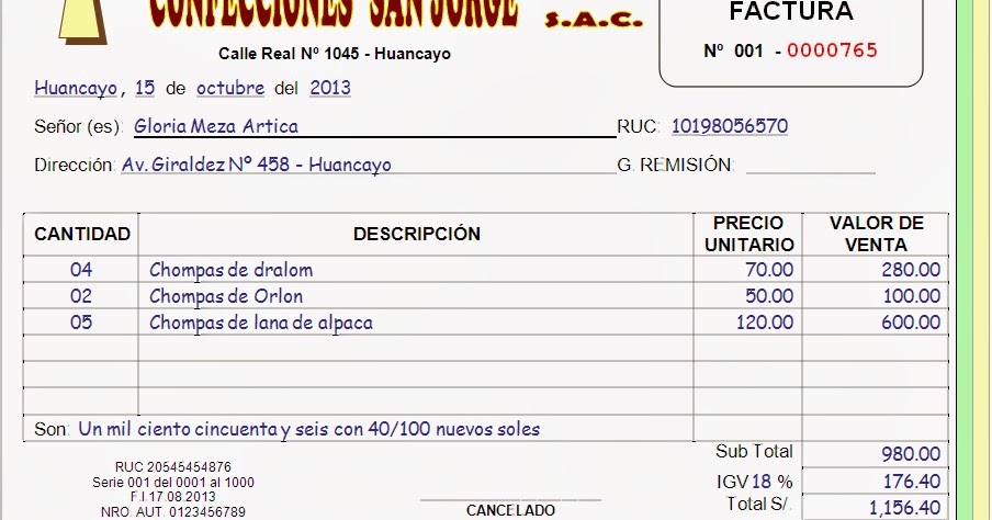 facturas de venta