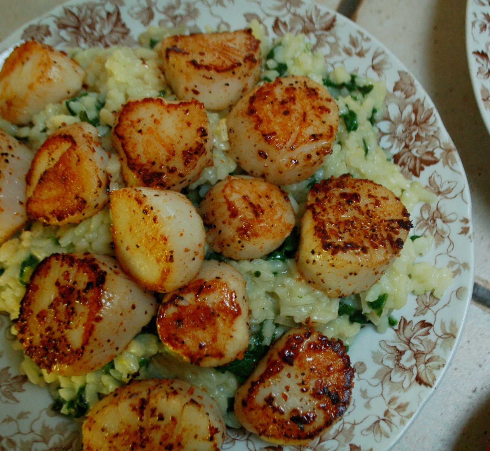 The Spice Garden IHCC Pan Seared Scallops with Spinach and Lemon
