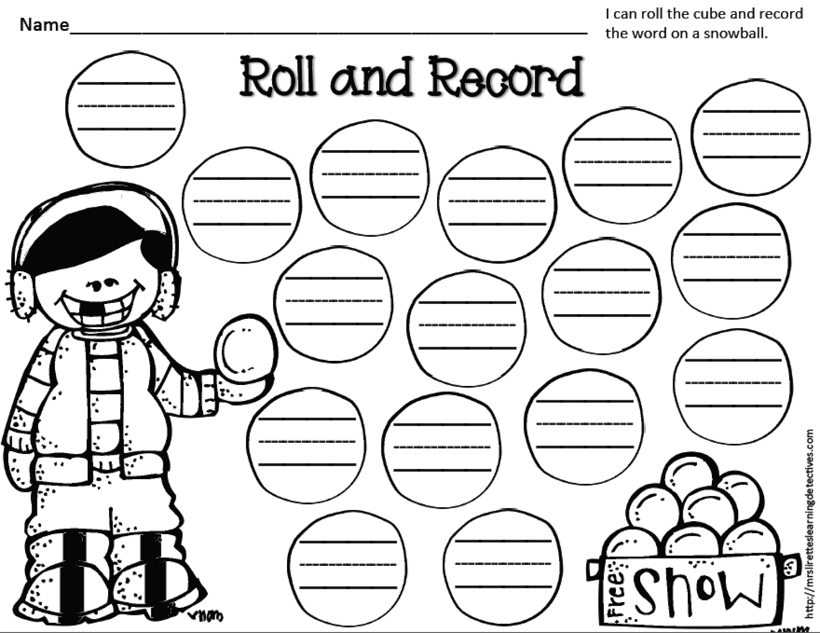 Classroom Freebies Winter Roll and Record Station Activity