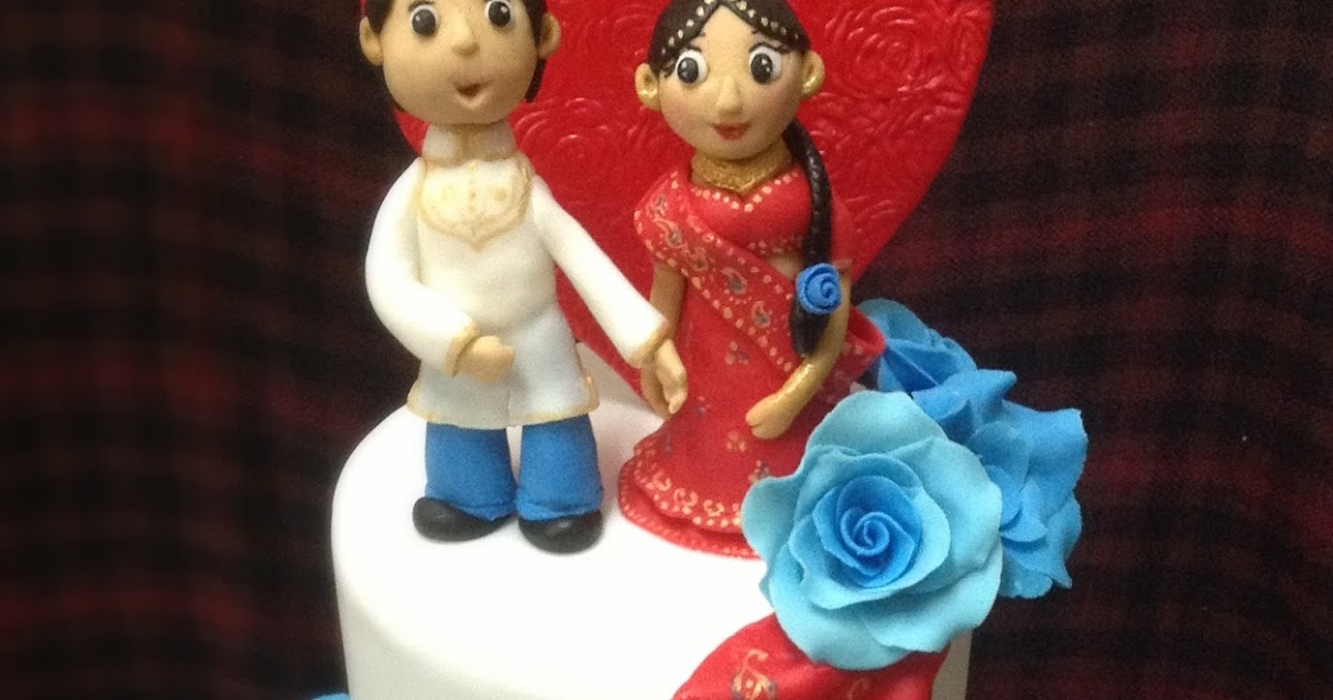 MND Wedding Cakes : Red & Blue Indian Engagement Cake