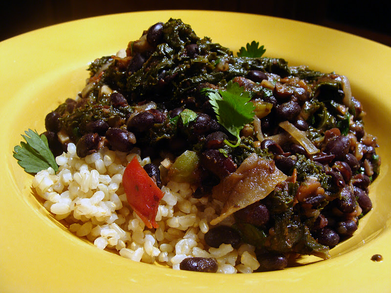 The Maine Vegan Smokey Black Beans and Kale