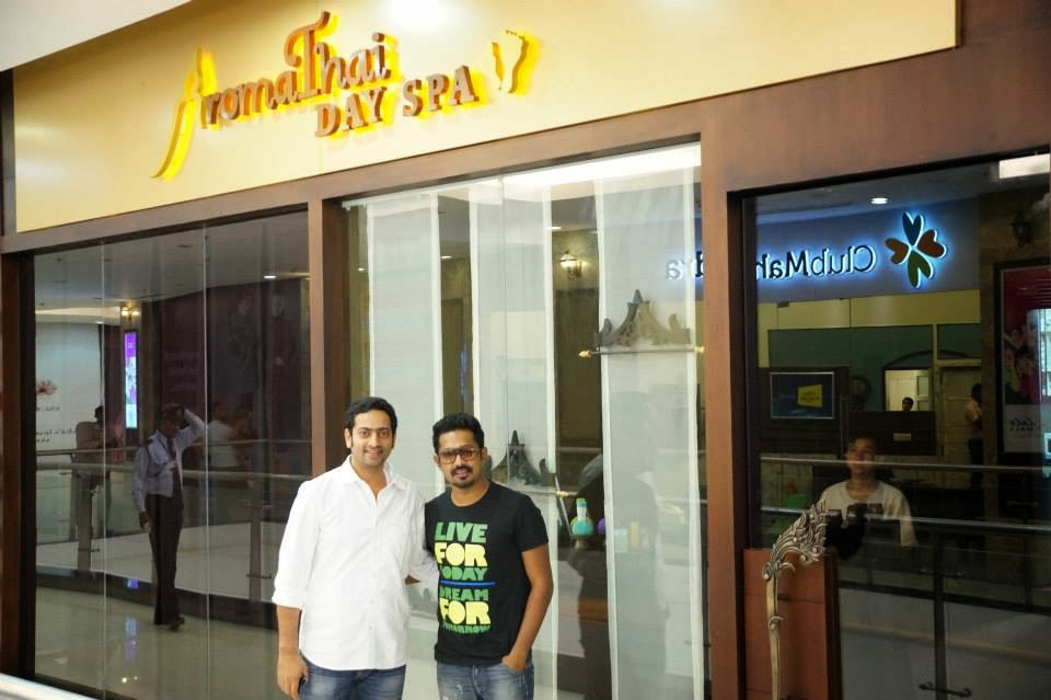 Celebrity Visit at Aroma Thai Day Spa Asif Ali & Saiju Kurup