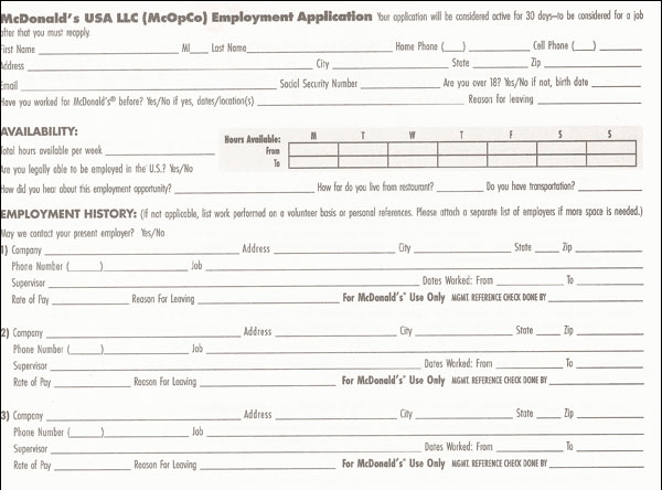 Mcdonalds Job Application Form - Where Can I Find One?