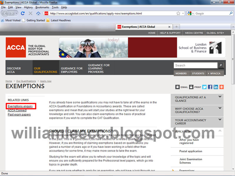 William Lee C.C How to Check ACCA Exemptions for an Accounting Degree