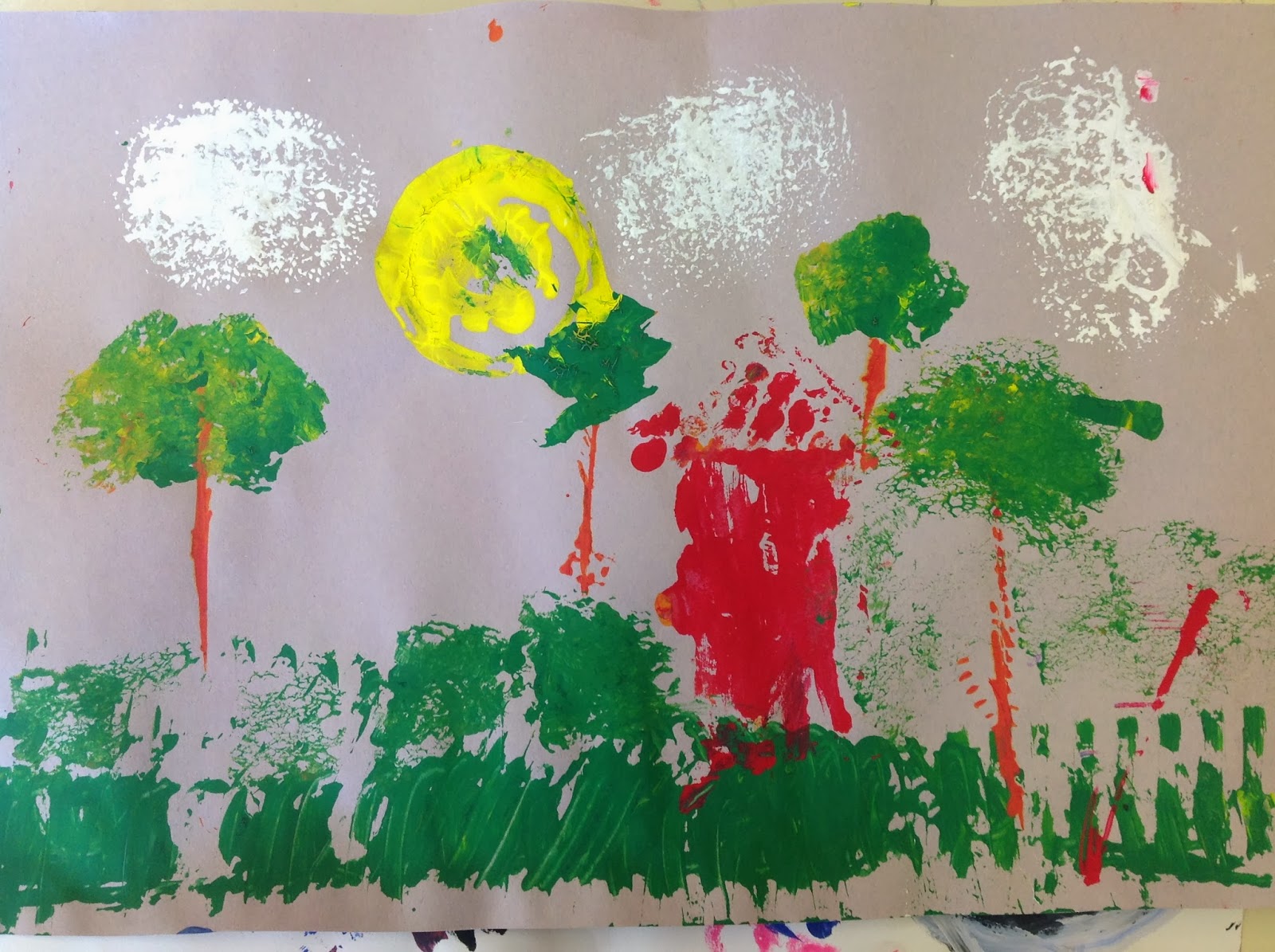 Fourth Grade Found Object Printmaking Showing Space Distance Fourth Grade Found Object Printmaking Showing Space Distance