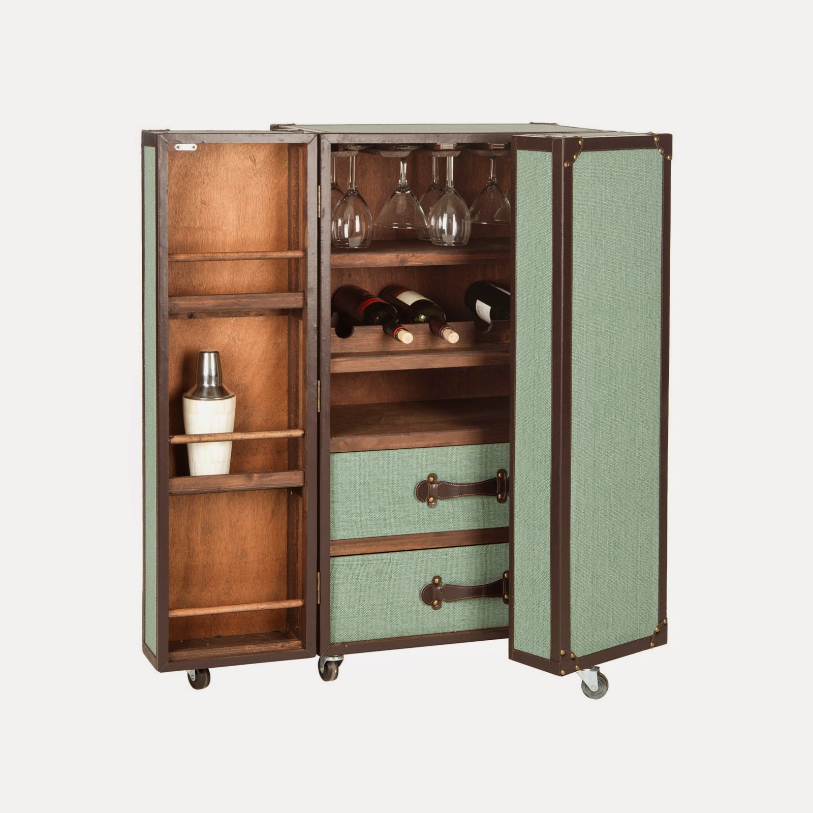Vintage Steamer Trunk Bar Cabinet