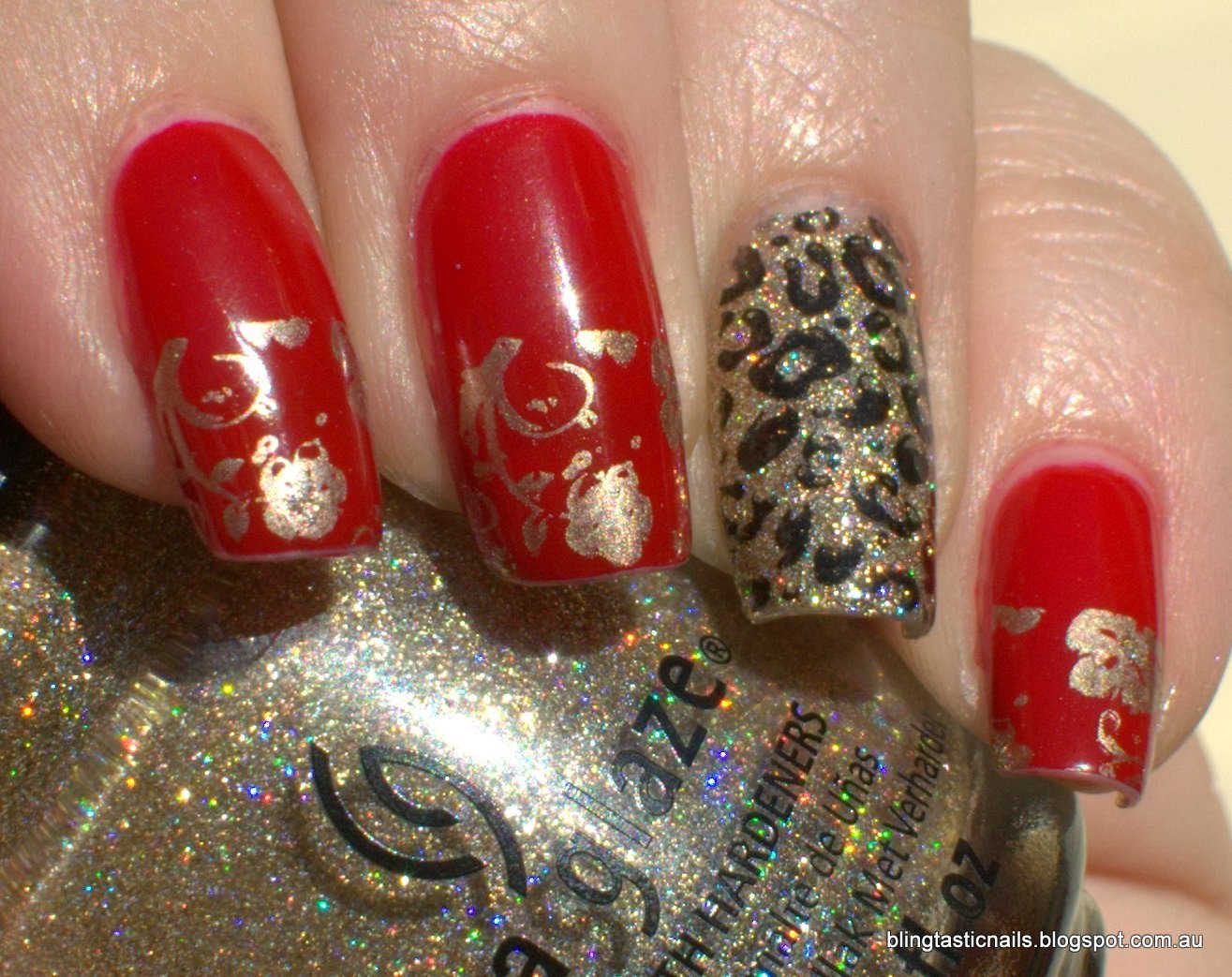 China Glaze I'm Not a Lion with Essence Fame Fatale and stamping