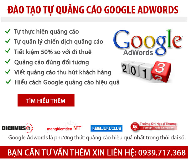 đào tạo quảng cáo google adwords