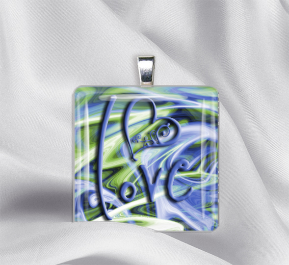Red Stiletto Designs Glass Tile Necklace Pendants