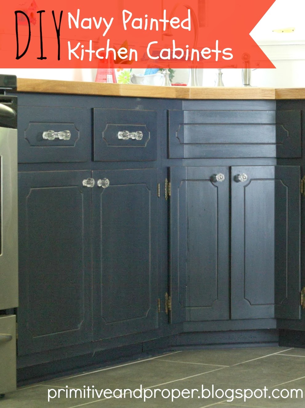 Coastal Blue Painted Kitchen Cabinets