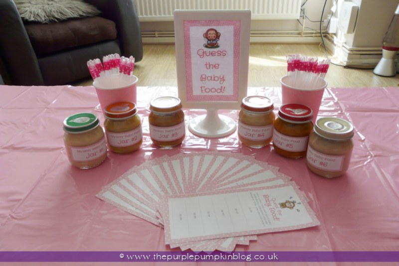 Guess The Baby Food Game for a Baby Shower at The Purple Pumpkin Blog