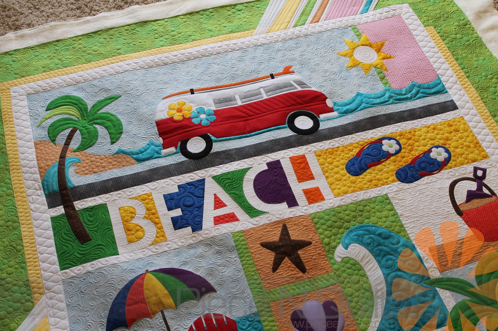 Piece N Quilt Beach Break Custom Machine Quilting by Natalia Bonner