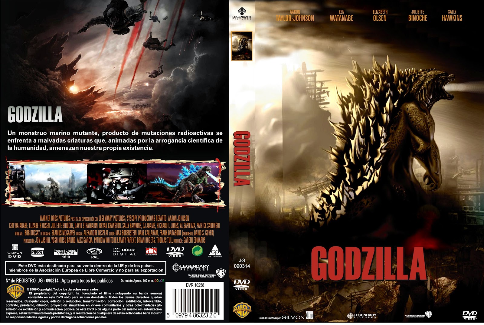 PB DVD Cover / Caratula FREE GODZILLA DVD COVER 2014 ESPAÑOL