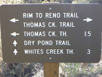 Thomas Creek Trail: trail post at the Reno2Rim/Dry Pond Trail junction