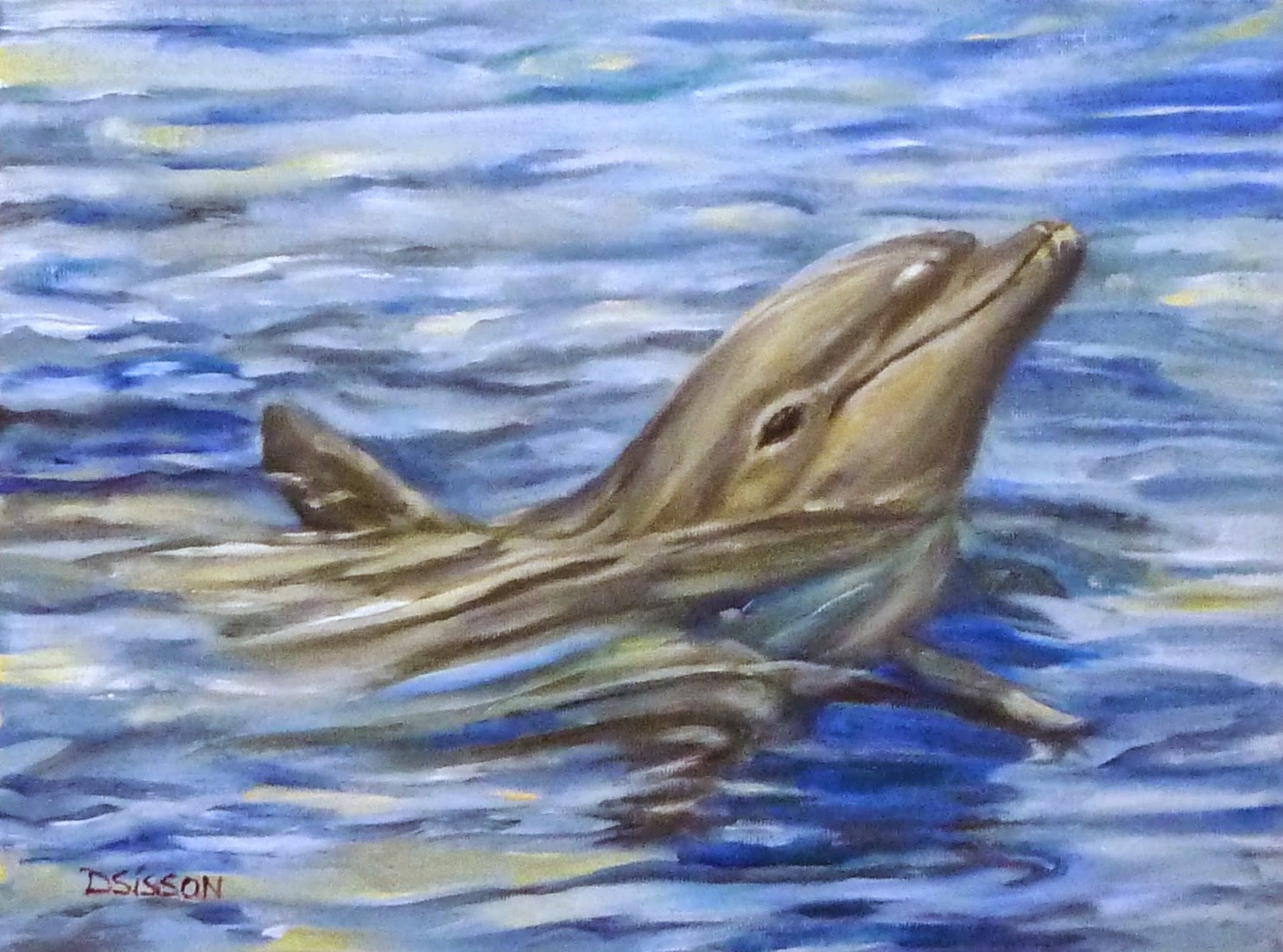 Daily Painting Projects: Playful Dolphin Oil Painting Animal Art Sea