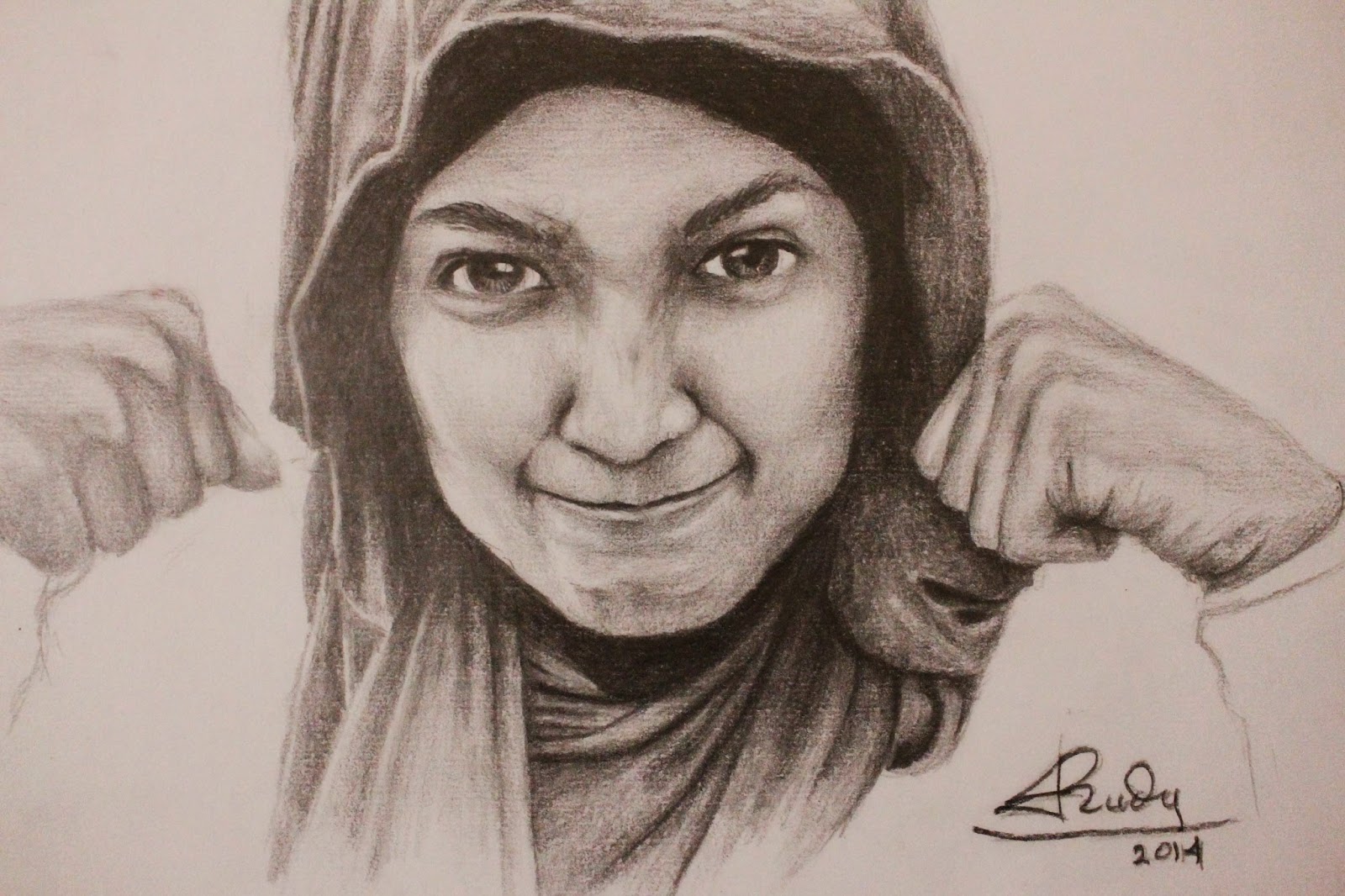 Gambar Lukisan Gambar Rudy Julian Potrait Wajah Hitam Putih Gadis