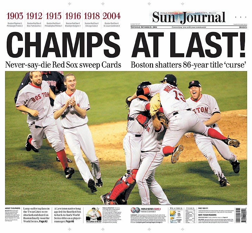 <2004 HOMETOWN newspaper BOSTON RED SOX WIN WORLD SERIES vs Cardinals BASEBALL 