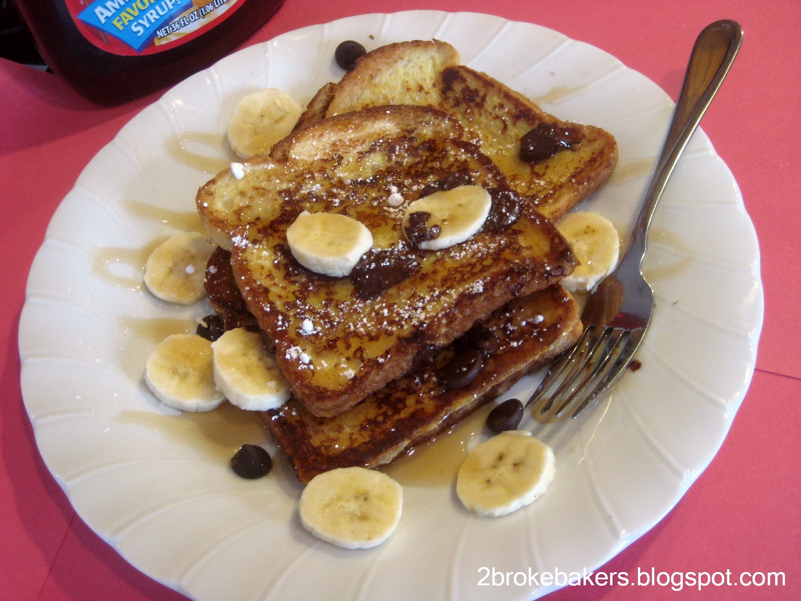 2 Broke Bakers Dark Chocolate Banana French Toast