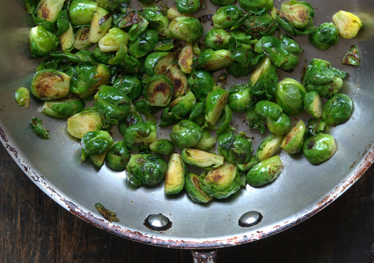 Brussels Sprouts with Fish Sauce Vinaigrette Topped with a Poached Egg