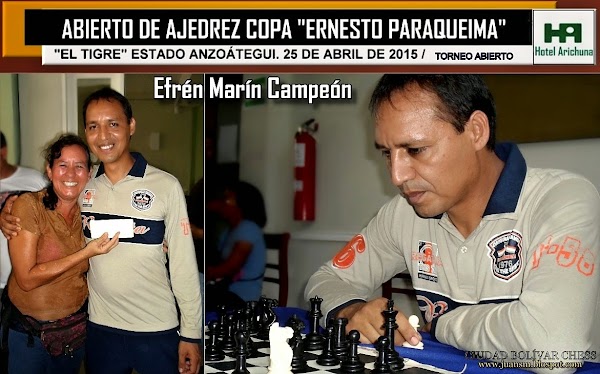 Efrén Marín fue el ganador del abierto de ajedrez Copa “Ernesto Paraqueima” en El Tigre Efrén Marín fue el ganador del abierto de ajedrez Copa “Ernesto Paraqueima” en El Tigre