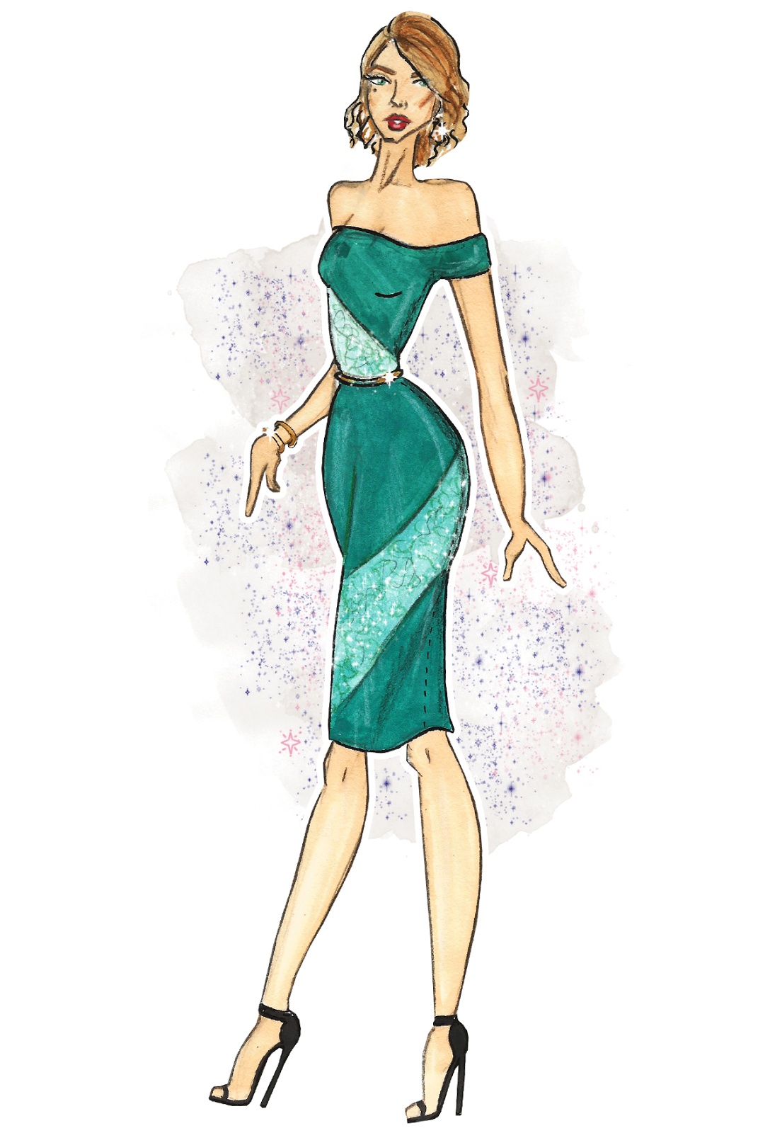 midnight city glam illustrations by lubna omar