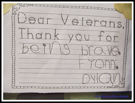 Veteran's Day Writing in Kindergarten at RainbowsWithinReach