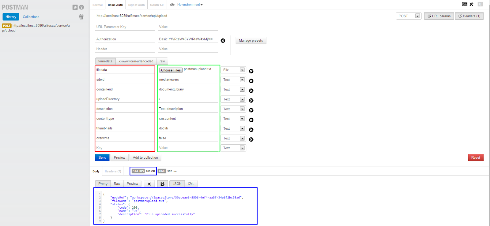 Alfresco File upload through POSTManChromeExtension File upload in