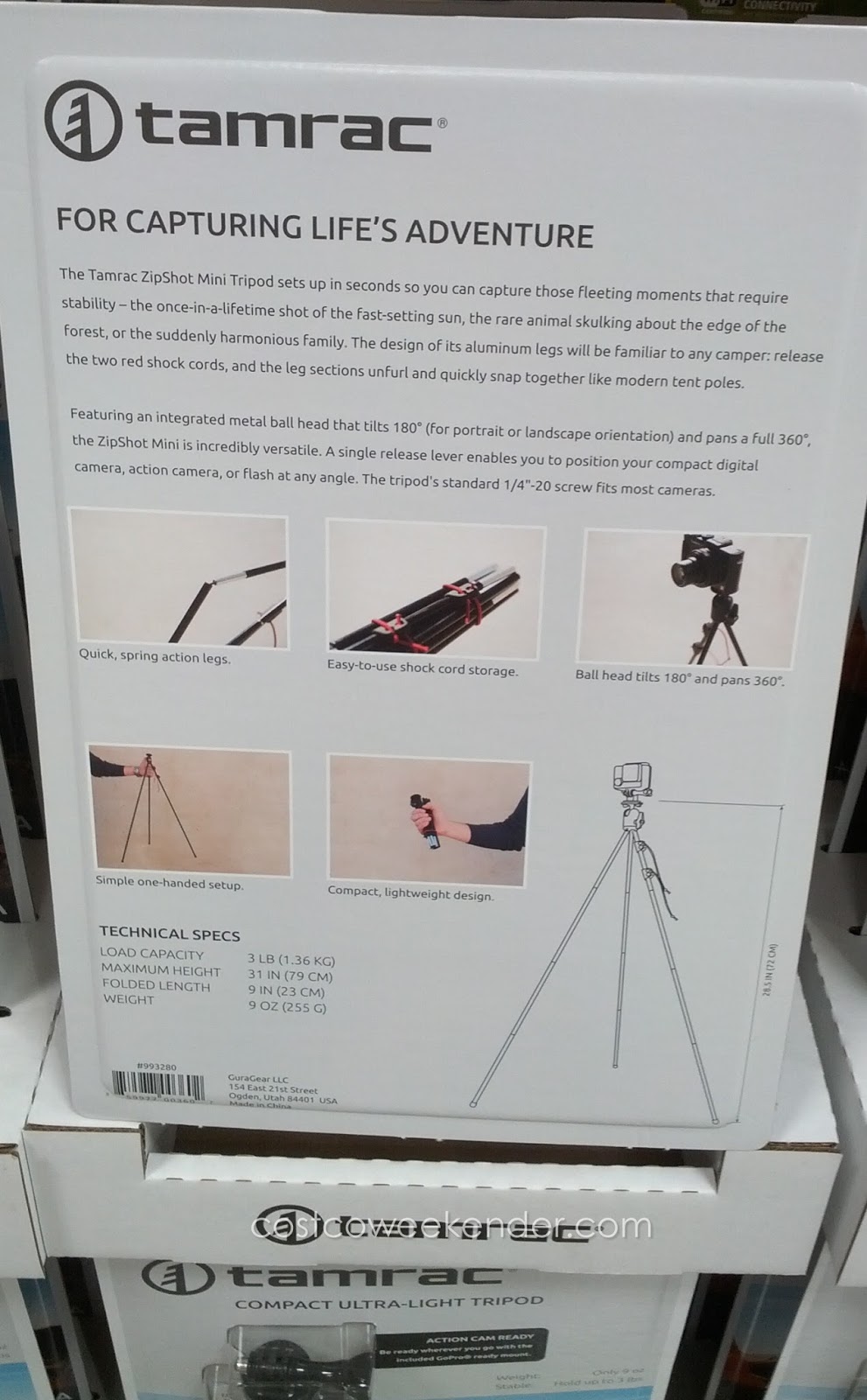 Tamrac Zipshot Mini Tripod with GoPro Ready Mount Costco Weekender