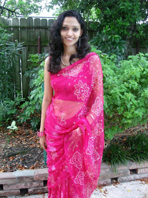 Desi Bhabhi Pink Saree in image