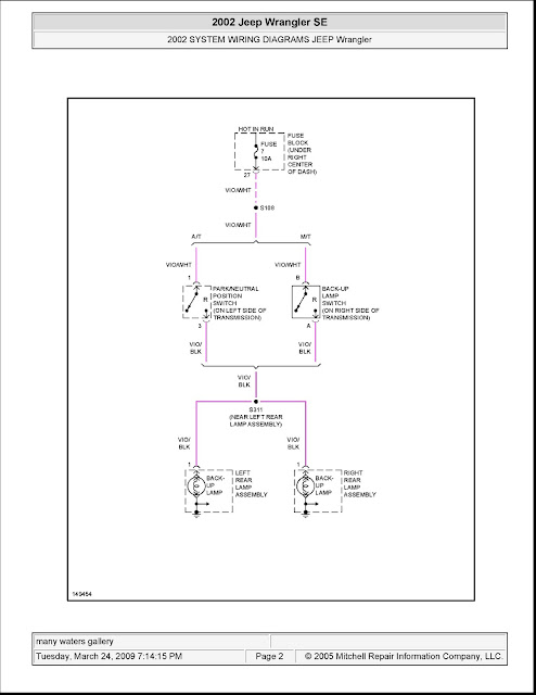 2002 Jeep Wrangler SE System Wiring Diagrams Back-up Lamps Circuit